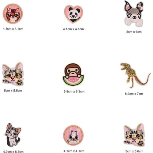 Cat Dog Dinosaur Panda Patches Cap Shoe Iron On Embroidered Appliques DIY Apparel Accessories Patch Clothing Fabric Badges BU208