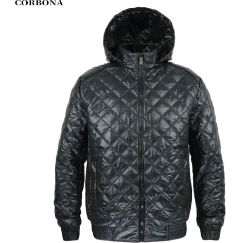 CORBONA 2021 New Light Style Oversize Black Winter Men Coat Warm Cotton Jacket Business Casual Outdoor Detachable Hat Parka