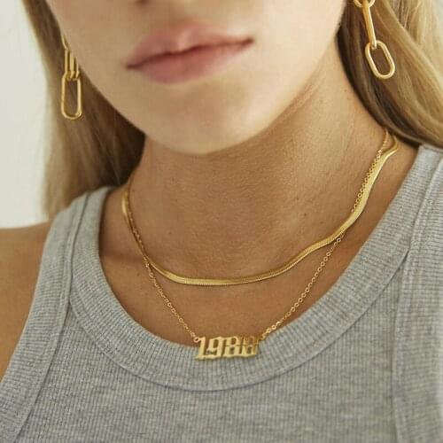 Stainless Steel Birth Year Necklace, Old English Numbers, Special Year Gift, Mother Daughter, Daughter Necklace, Birthday