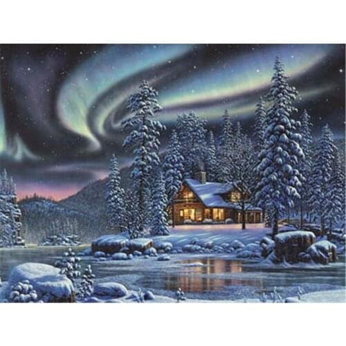 Landscape Winter Snow Scenery DIY Cross Stitch Embroidery 11CT Kits Needlework Craft Set Cotton Thread Printed Design