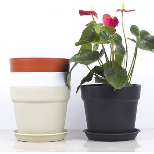 Plastic Round Plant Flower Pot Planter Grow Container Water Garden With Tray Garden Balcony Bucket Holder Home Decor Garden Pot