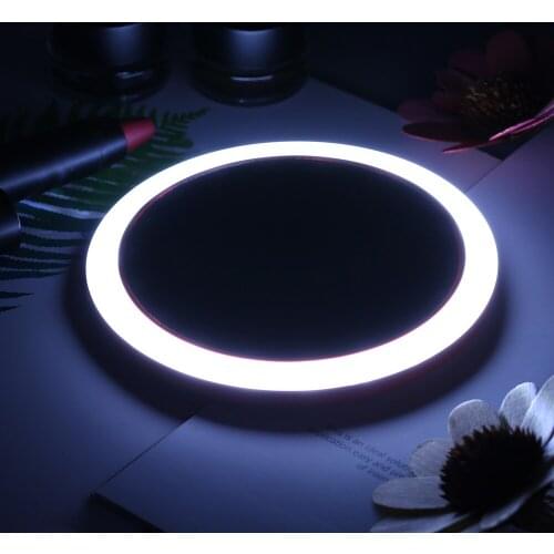 2-In-1 LED Makeup Mirror Portable Micro USB Rechargeable Dimmable Mirror with 3 Lighting Levels Cosmetic Mirror With Storage Bag