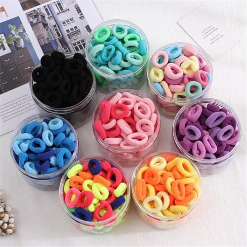 100PCS/Set Women Girls 3CM Colorful Nylon Elastic Hair Bands Ponytail Holder Rubber Bands Scrunchie Headband Hair Accessories