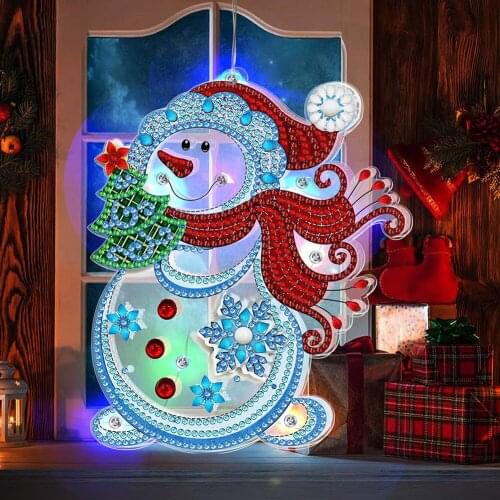 Christmas Tree Ornaments Lights 5D DIY Diamond Painting LED Hanging Lights Christmas Diamond Painting Home Decor Gift