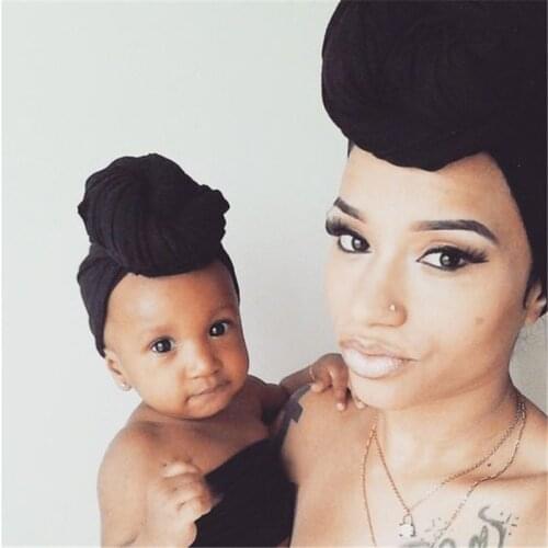 Mommy and Me Cotton Hat Handmade Baby Girls Turban Hats Twist Knot Women Caps