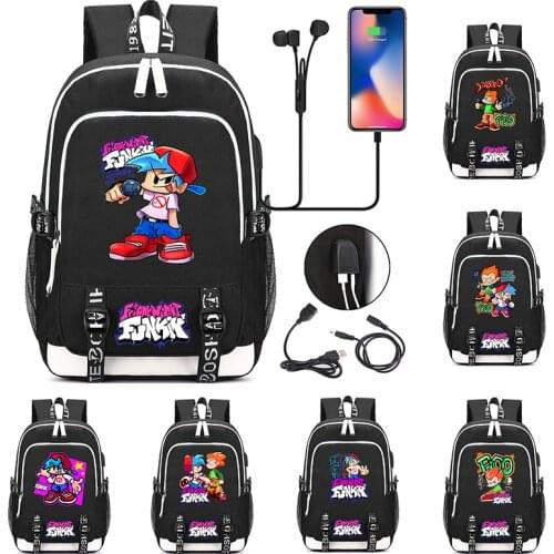 Game Friday Night Funkin School Bags For Teenage Girls Usb Charging Backpacks Women Bookbag Men Travel Laptop Bag