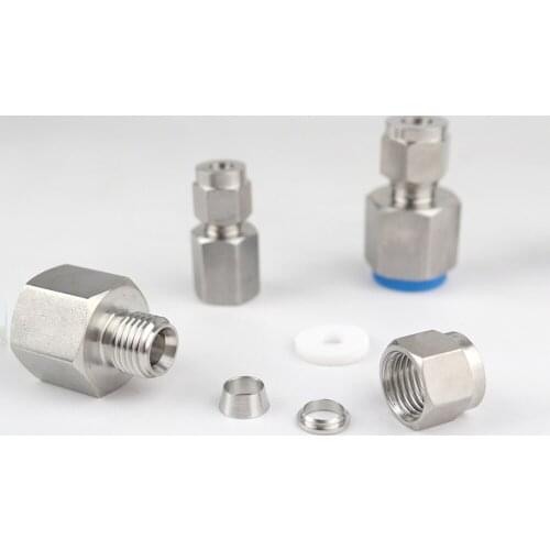 1/8" 1/4" 3/8" 1/2" BSPP Female 3/4/6/8/10/12mm OD Double Ferrule Compression Tube Union Connector Stainless 304