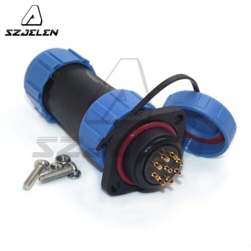 SP21 series Waterproof 9 pins High voltage connector IP67 Aviation Plug Socket cable Waterproof Panel Mount Connector 5A