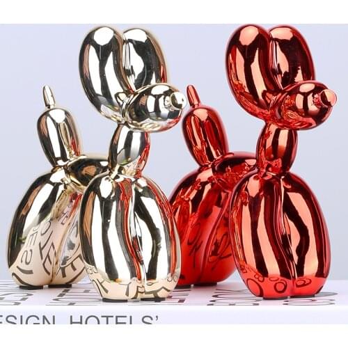 Nordic Resin Plating balloon dog Statue 10 Colors Art Sculpture Craftwork Gifts Home Decorations Living Room Animal Ornaments