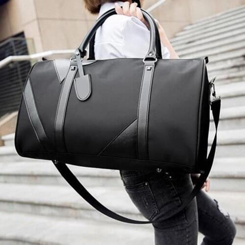 Women Men Solid Color Handbag Travel Storage Bag Fitness Luggage Duffle Pouch
