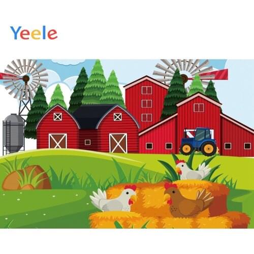 Cartoon Autumn Farm Hay Bales Tractor Newborn Baby Shower Birthday Backdrop Vinyl Photography Backdrops Background Photophone