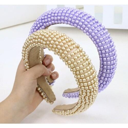 Vintage Solid Luxurious Bead Bezel Hair Band Women Headband Girls Hair Accessories Hoop Hair Clips Hairband opaska do wlosow