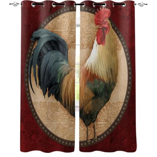 Retro Rooster Marble Texture Window Curtains Home Decor Living Room Curtains Bathroom Bedroom Window Drapes