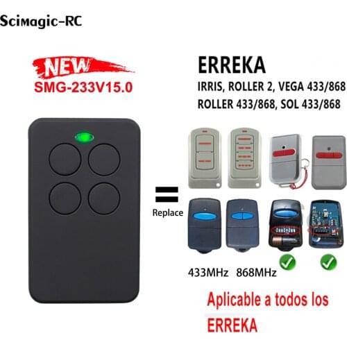 ERREKA remote control replaces IRRIS, ROLLER 2, VEGA 433/868/ROLLER 433/868, SOL 433/868 for cloning remote control
