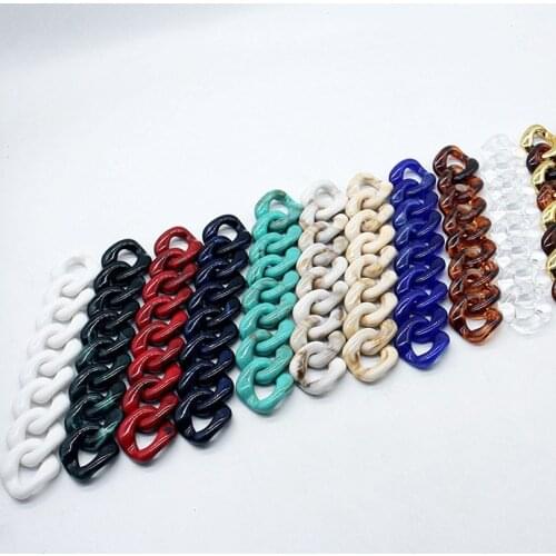 Womens bag shoulder Strap Mix Color Square Resin Bag Belt Strap DIY Purse Chain Gold Bag Plastic Handles Bag Accessories Chain