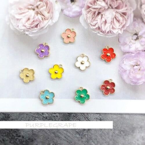 10pcs Xuan Yafeng small flower earrings hair accessories color retention alloy pendant DIY handmade necklace material