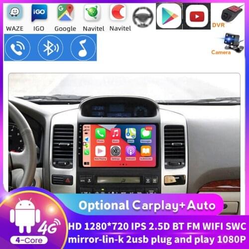 1280X720 Android Radio For Toyota Land Cruiser Prado 120 2004 2005 2006-2009 Car Audio Stereo Receiver Navigation Player Screen