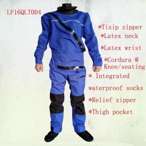 2016 front zipper dry suit,latex neck and wrist gasket tizip relief zipper kayak,whitewater,rafting,sailing,boating windsurfing