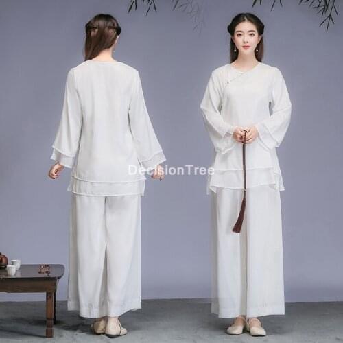 2021 chinese tai chi uniforms yoga set suit workout clothes women long sleeve gym set kung fu suits wing chun wu shu costumes
