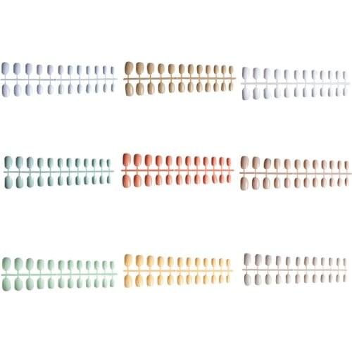 24Pcs/set Soft Candy Color Fake Nails Acrylic False Nail Art Salon Tips With 2g Nail Glue Full Short Round Nail Tips