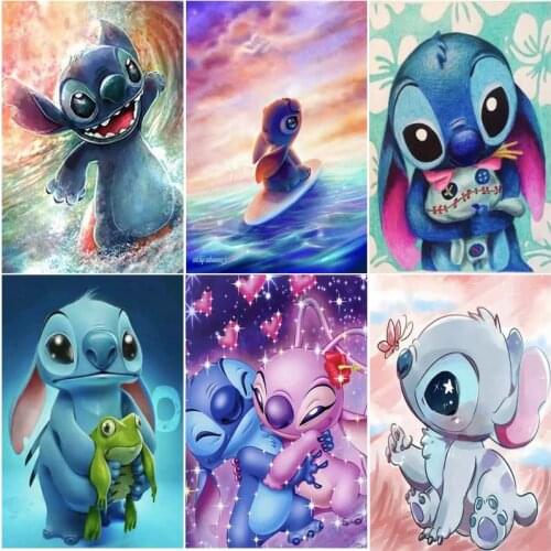Diamond Painting Disney Cartoon Lilo Stitch Nani Full Square Rhinestone Diamond Embroidery Cross Stitch Mosaic Home Decor