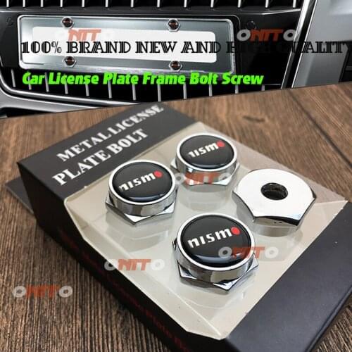 Car License Plate Bolts Frame Screws Stickers Decal For Nissan Nismo Almera Qashqai Tiida Teana Skyline Juke X trailNote X-Trail