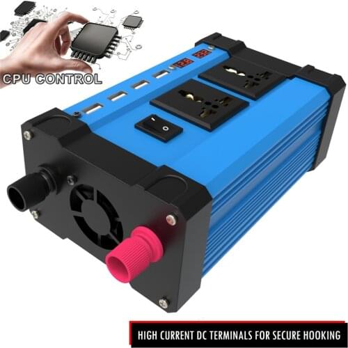 4000W Car Power Inverter Digital LED Display DC 12V to AC 220V Modified Sine Wave Converter with 2 AC Sockets&2 Lighter Out