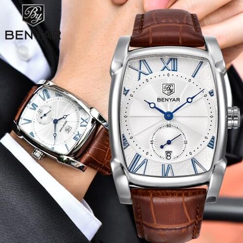 Mens Chronograph Quartz Watch Date Luminous Hands Waterproof Leather Strap Waterproof Business Wristswatch Relogio Masculino