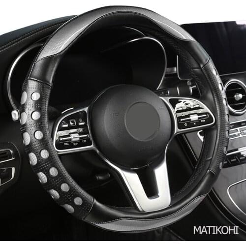 MATIKOHI Carbon Fiber Leather Car Steering Wheel Cover For Mitsubishi ASX Outlander Lancer Pajero L200 Mirage Triton Attrage
