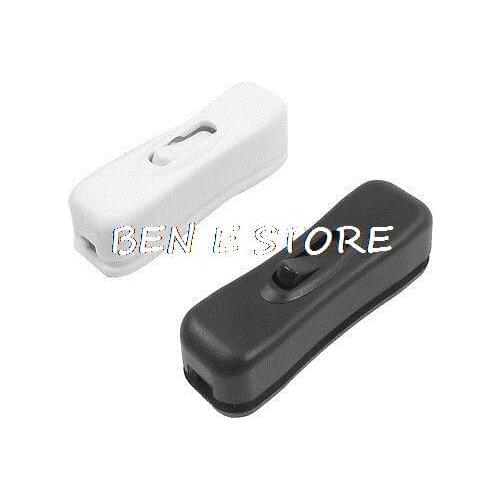Black White On Off Button Light Lamp Control in Line Switch AC 250V/125V 2A
