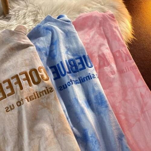 Oversized Womens T-Shirts tie-dye Printed Tshirts Harajuku Clothes Summer tshirt Casual Letter Print O-Neck Tees Streetwear Top