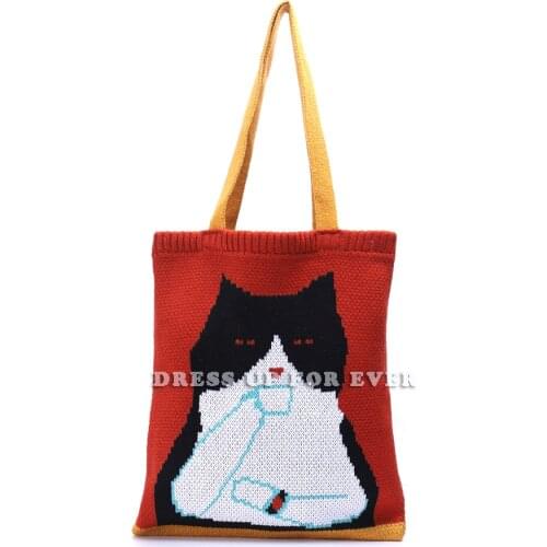 Canvas Messenger Bag Wool Knitting Bag Large Capacity Tote Bags for Girls Cotton Cloth Women Shoulder Bag Lovely Student Handbag