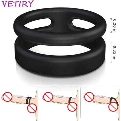 Silicone Penis Ring Scrotum Bind Dual Ring Delay Ejaculation Sex Toys for Men Erection Cock Ring Silicone Penis Enlargement