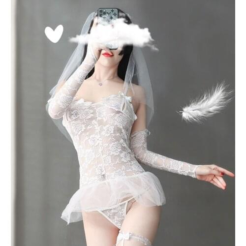 Erotic Cosplay Lingerie Sets Wedding Dress Japanese Schoolgirl Uniform Transparent Role Play Cos Cow Costume Maid Dress Outfit