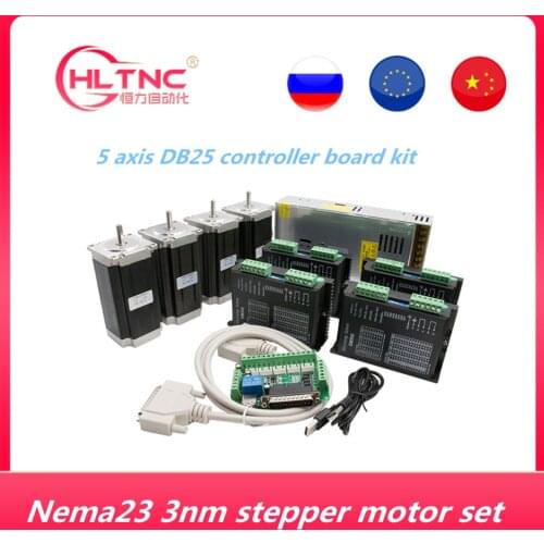 CNC Router Kit 4Axis, 4 pcs DM542 4.2A stepper motor driver + Nema23 motor 57HS11230A4+ 5 axis interface board+ power supply