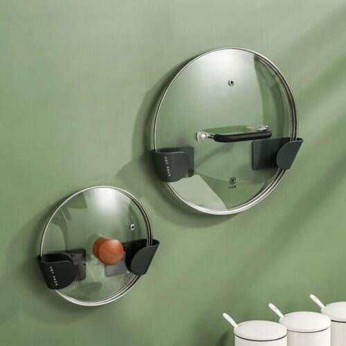 Kitchen Storage Rack Hanging Pot Lid Rack Pan Cover Holder Cupboard Shelf Household Wall Mounted Cooking Utensil Cocina