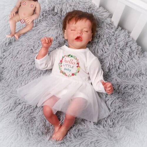 45CM Reborn Baby Doll 17Inch Bebe Sleeping Girl Bonecas Newborn Babies Bathe Silicone Toy Christmas Gifts