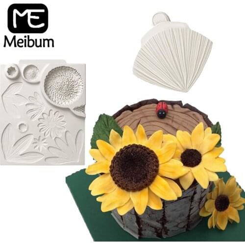Meibum Sunflower Daisy Silicone Sugarpaste Icing Fondant Mold Leaf Veiner Cake Dessert Decorating Crafts Candies and Clay