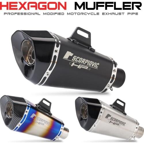 Motorcycle modified exhaust pipe universal small hexagon muffler R6 FZ8 DUKE390 R25 MT07 MT09 YZF R1 R6 with DB Killer