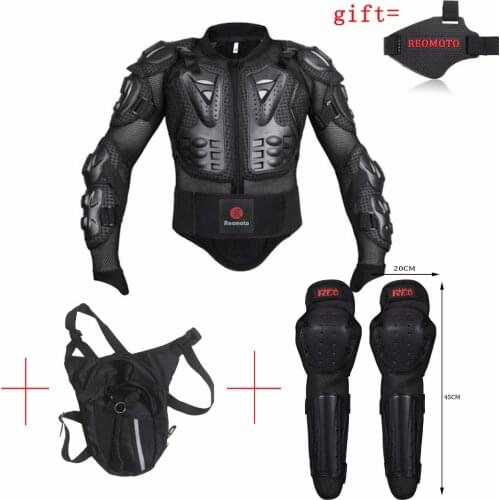 Motorcycle body armor jacket men motocross body protector motorbike racing bag kneepads knee protector