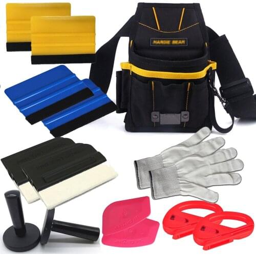 Car Wrapping Installation Tools Kit Vinyl Wrap Bag Squeegee Razor Glove Magnet