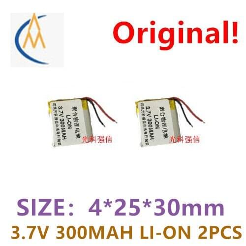 2PCS New full capacity 3.7V polymer lithium battery 402530 300mAh MP3 Bluetooth headset / device / mini led toy model Walkman