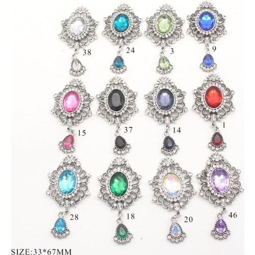 NEW Vintage Water Drop Brooches 2pcs/Lot 33x67mm Alloy Button Decor DIY Sewing Beautiful Wedding Decor Metal Accessories Mix