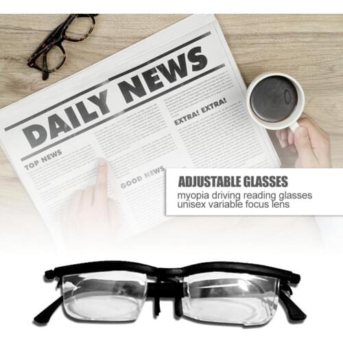 Dial Adjustable Glasses Non-Prescription Lenses Variable Focus Nearsighted Farsighted Reading Distance Vision Eyeglass Unisex