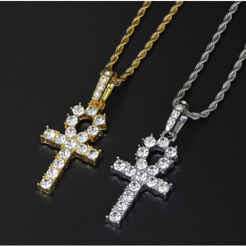 Cross Pendant Jesus Gold Silver Pendant Necklace Gemstone Jewelry Gift