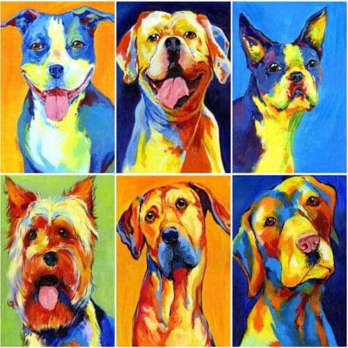 Coloring Painting By Numbers Dogs Animals DIY Paint By Number on Canvas for Adults Christmas Home Decoration Gift Photo Custom