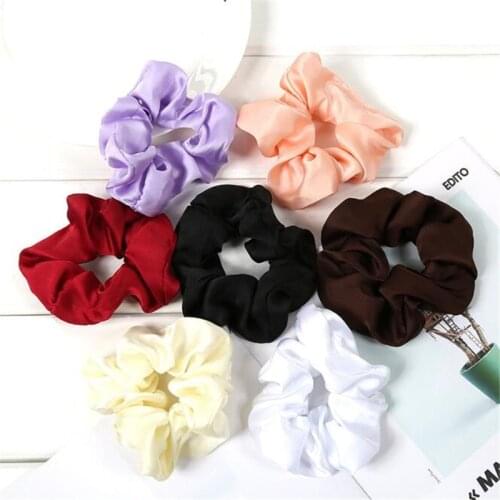 1Pc Satin Hair Scrunchies Women Elastic Hair Bands Girls Headwear Bright Color Silk Ponytail Holder Hair Tie Accessories