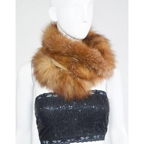 AU801 Hot Brand New Genuine Real Fox Fur Scarves Womens Lady Fur Scarf Ring Cowl Snood Circle Infinity Scarf Wraps Shawl