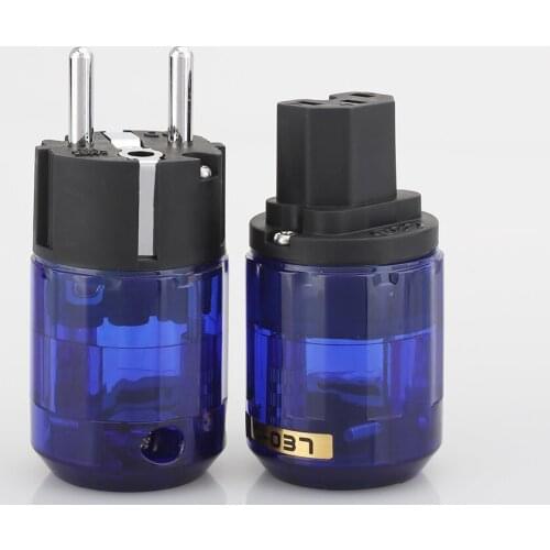 1 pair Rhodium Plated P-037E EU Schuko Power plug C-037 IEC Connector for Hifi audio DIY Schuko AC power cord Cable