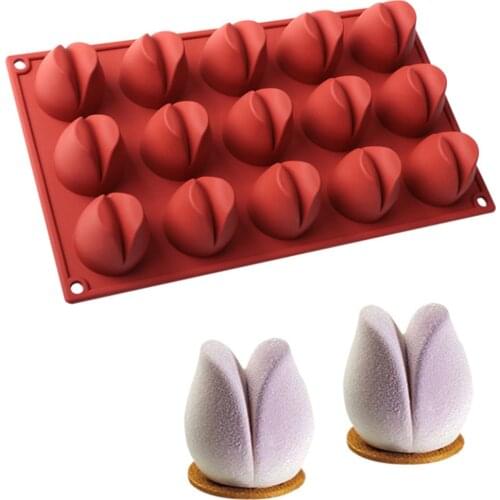 15 Cavity Tulip Silicone Mousse Cake Mould Flower Shape Silicone Mold Mousse Cake Mould Cake Decoration Tools Cake Tools